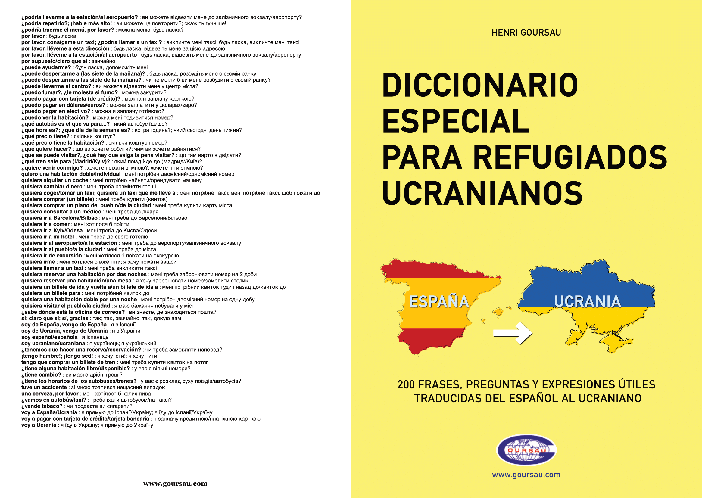 Diccionario especial de las frases más usadas Ucranianos en España